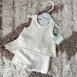 NWT Little Planet by Carter’s Organic Cotton Knit Ivory Matching Shorts Set